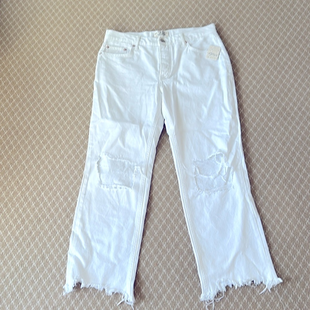 Free People Boyfriend Denim Jeans, Size 28, Optic White, NWT Never Worn
